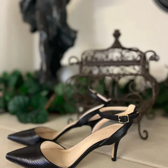 Elegant Black Women's Kitten Heels Banana Republic Makala size 6.5 - Picture 4 of 7